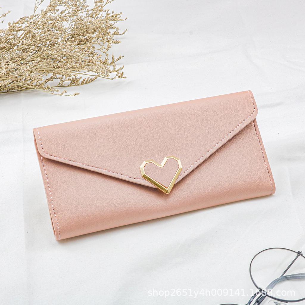 Solid Color Korean Style Slim Women's Long Wallet with Multi-Card Slots and Fresh Coin Purse