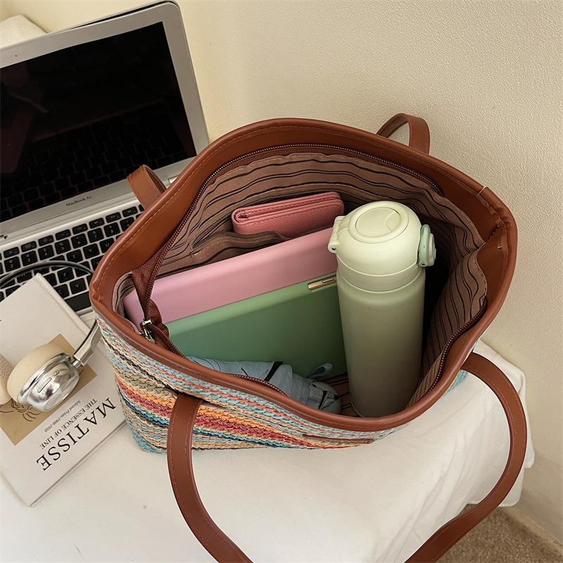 Woven Bag Women's New Large-capacity Seaside Straw Bag Versatile Shoulder Tote Bag Large-capacity Underarm Bag