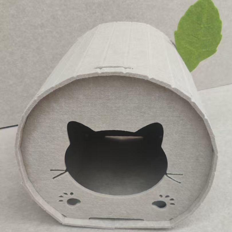 Wear-Resistant Foldable Stump Cat Bed & Claw Tunnel - Non-Stick Hair, Multifunctional Semi-Enclosed Hiding Spot