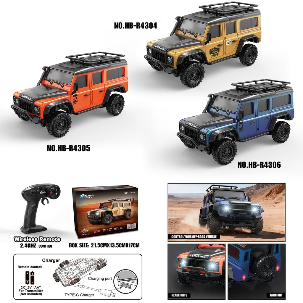 CMG1 HB Toys R4301-R4312 Rc Car 1:43 4WD Rc Crawler Full Proportional Off Road Vehicle Pickup Truck Jeep For Children Toys Gifts New