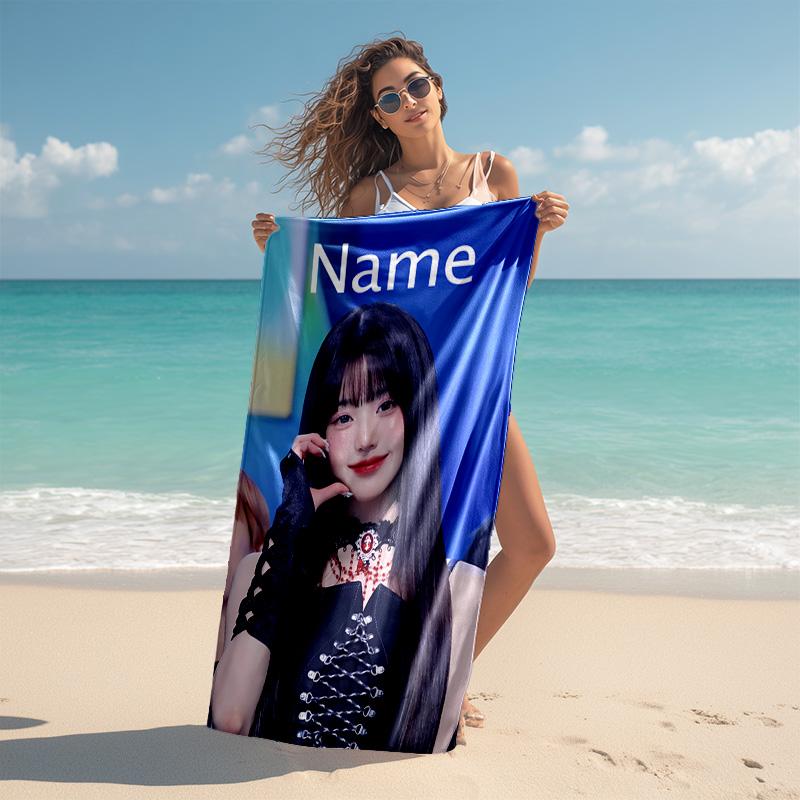 Personalized customized proof beach towel with Wonyoung pattern - soft, absorbent,quick-drying,perfect swimming,camping&bathing