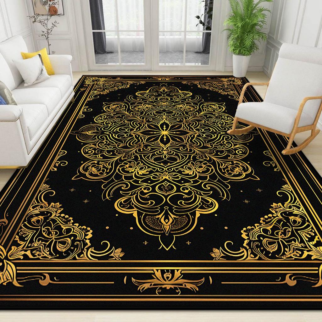 Large Size Luxury Golden Rugs for Living Room Home Nordic Style Bedroom Decor Carpet Non-slip Coffee Table Mat Tapis Salon
