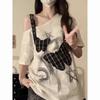 Off-shoulder Hollow Short-sleeved T-shirt Women's Summer Loose and Super Hot Trendy Top