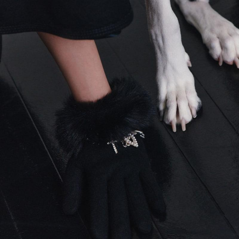 Eireve FUR&BRACELET WOOL GLOVES (BLACK)