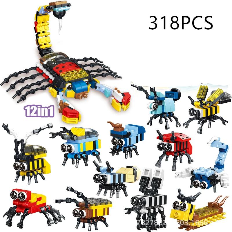 Funny Joy Insect Animals Figures Set Mini Building Blocks Toy Assembly 3D Constructor Micro Bricks For Kids Boys Present Plaything