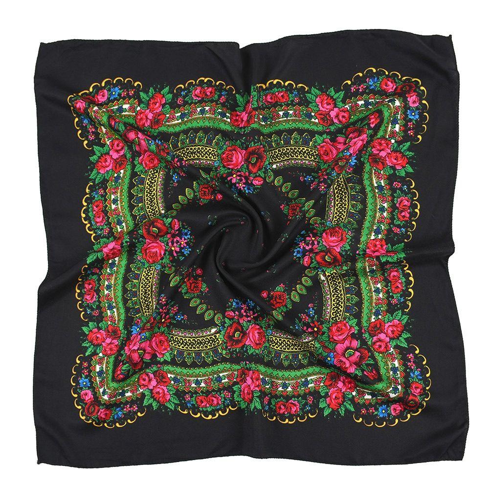 New 70X70CM Flower Head Scarf Sunscreen Ethnic Style Hijab Headband Polyester Square Handkerchief