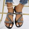 Women's Rhinestone Decor Slide Sandals, Bohemian Style Sandals, Flatform Open Toe Shoes