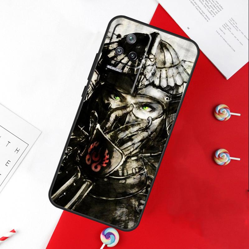 Samurai Mask Warrior Helmet Cover For Xiaomi 15 Ultra 13 14 11T 12T 13T 14T Pro POCO X7 Pro X3 X5 X6 M6 F5 F6 Pro Case