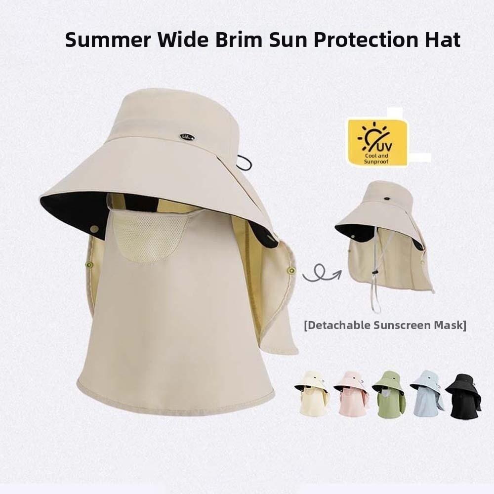 Wide-brimmed Sunshade Shawl Cap Anti-UV Mask Picking Tea Hat Cycling Cap Neck Protection Hat  Women