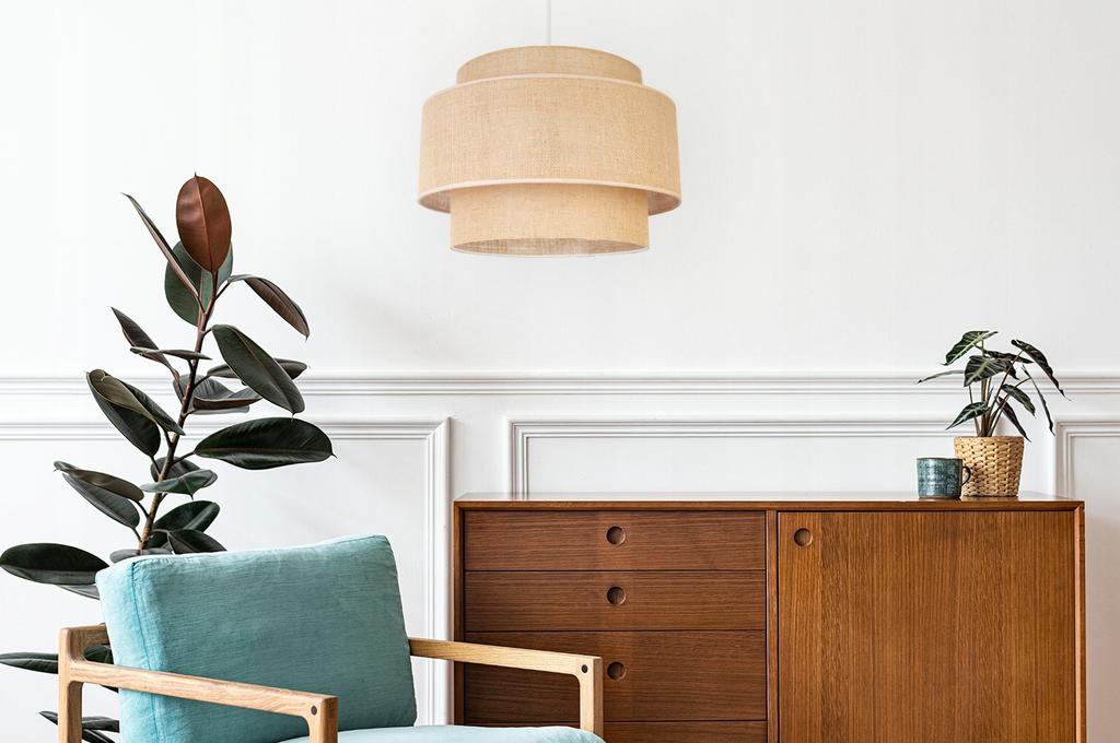 Hanging Lamp, Ceiling Chandelier, Lampshade, Boho Juta