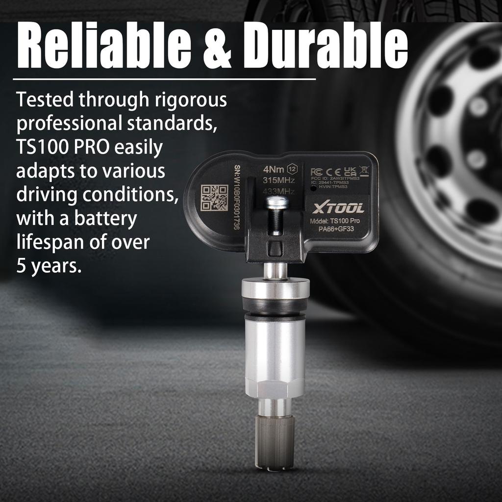 XTOOL TS100 PRO TPMS SENSOR 315MHz & 433MHz TPMS Sensor Tire Repair Tools 2 IN 1 Car Tire Pressure Monitor Tester Programming