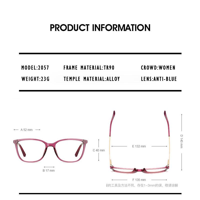 Kansept Classic Square Anti Blue Light Blocking Reading Glasses Women Prescription Glasses Computer Eyeglasses Glasses-3 #2057