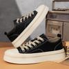 Retro Canvas Men's Shoes Low-top Thick-soled Heightening Board Shoes Men's Trend Versatile and Comfortable Soft-soled Sports and Leisure Shoes