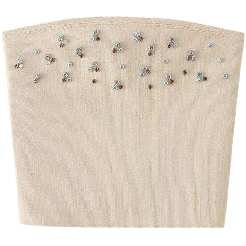 

Fashion Style 2024 Summer New Arrival Women s Clothing Easiest for Match Jewelry Beading Knitting Tube Top Tops 4192014 Picture color L