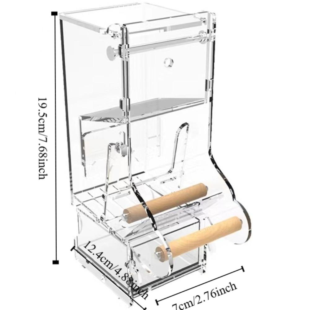 Adjustable Feeding Speed Parrot Feeder with Bottom Drawer Transparent Food Container  Parakeet
