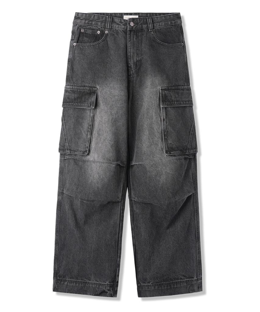 BAKKEN [Men] Denim Cargo Wide Pants Bk8925 (2 Colors)