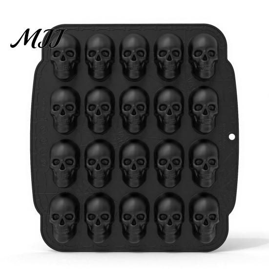 Ghostly Food Decoration Skull Cake Mold with 20 Cavity, Halloween Theme, Silicone Non-Stick Candy DIY Pudding Jelly Mold, Realistic 3D Tray for Baking