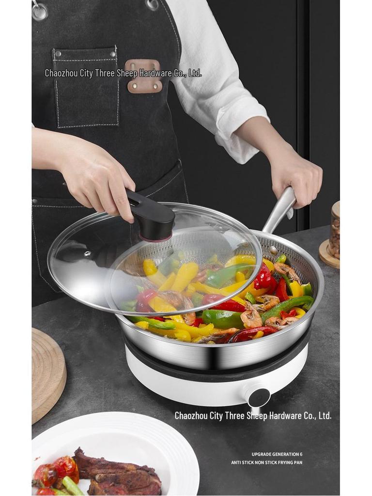 Non-Stick Stainless Steel Honeycomb Textured Frying and Stir-Frying Pan