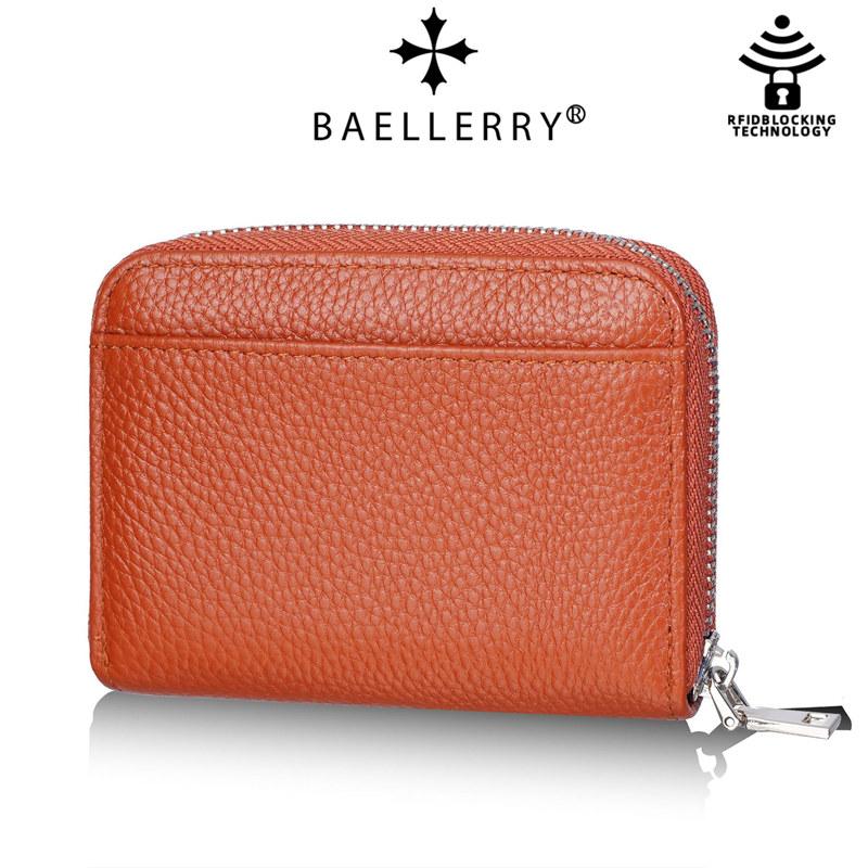 Baellerry Women Fashion Zipper Purse Anti RFID Theft Card Holder Genuine Leather Coin Purses Wallets