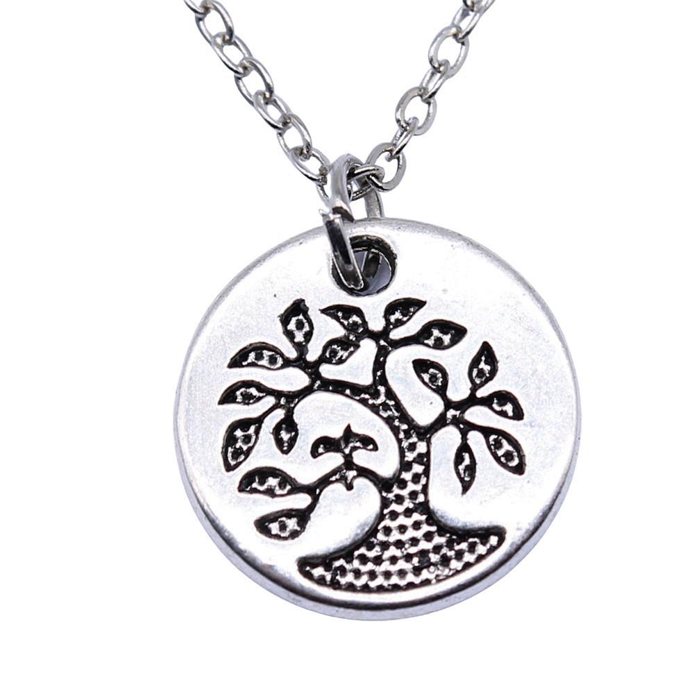 Tree Of Life Pendant Heart Necklace Nature Love Symbol Jewelry 40cm Short Chain