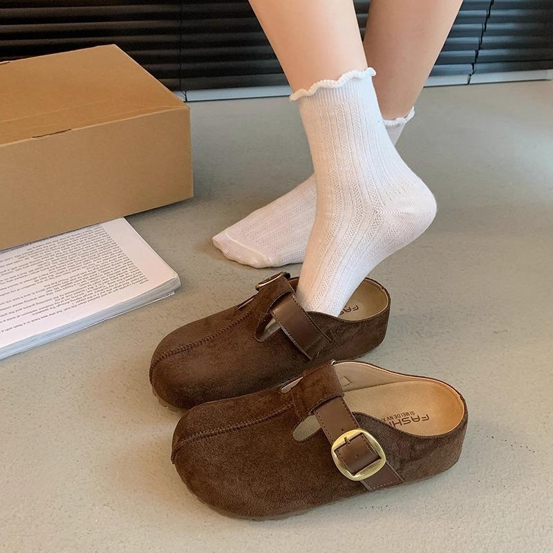 Inner Height Increase 5CM2025 Spring and Autumn New One-pedal Women's Muffin Thick Bottom Height Increase Bag Head Drag Outer Wear Boken Slippers