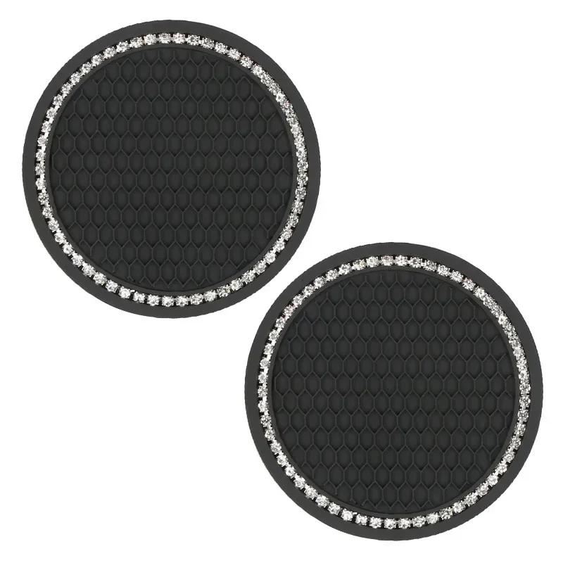 Car Water Cup Pad Holders Non-slip Diamond Rhinestone Rubber Mat for Bottle Holder Coaster Auto Interior Anti-skid Cup Holders