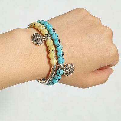 Neuer Chinesischer Ethnischer Stil Langlebigkeits-Schloss Perlen-Spleiß-Armband Herren- und Damen-Nischen-Design Vielseitiger Retro-Freundin Hand Schmuck
