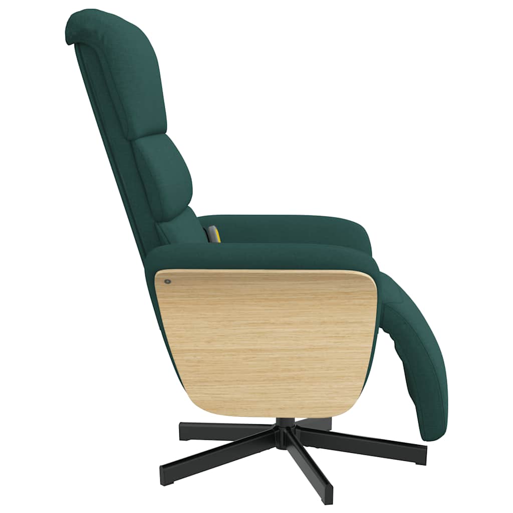 Massage Chair with Footrest Dark Green Fabric