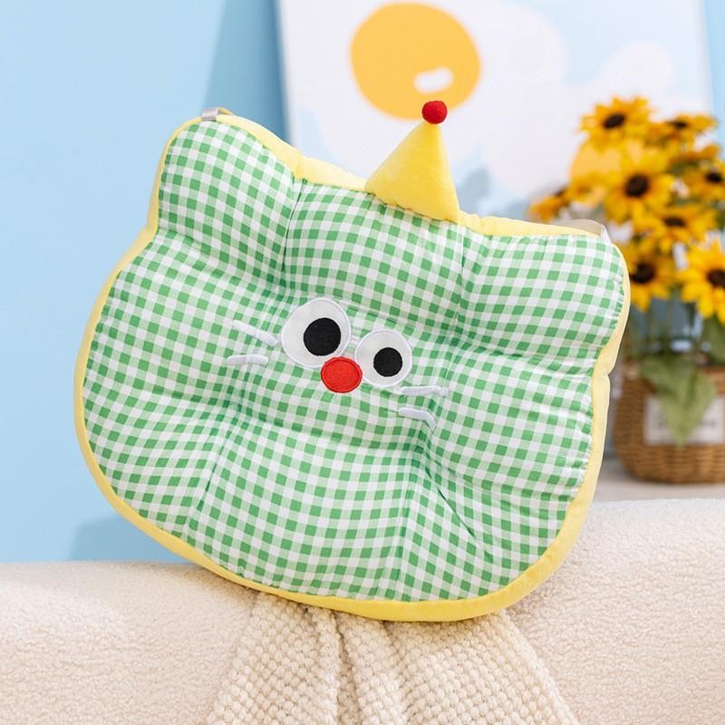 Hat Cat Birthday Lattice Pattern Plush Toy Cushion Cartoon Bedroom Decoration