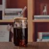 Hohes Borosilikatglas Cola-Strohhalmbecher mit Deckel - Transparent, Einschichtig, Beliebtes Haushaltsdesign