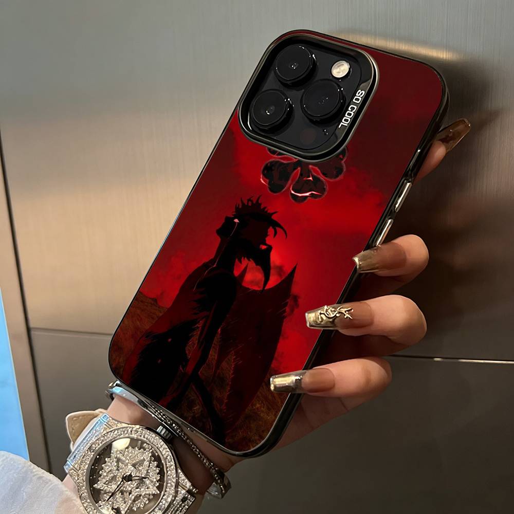 

Hot anime-Black-C- Clover For iPhone 17 16 15 14 13 12 11 Pro Max XS 17 Air Silicone Colored Silver Bumper Cover iPhone16Plus
