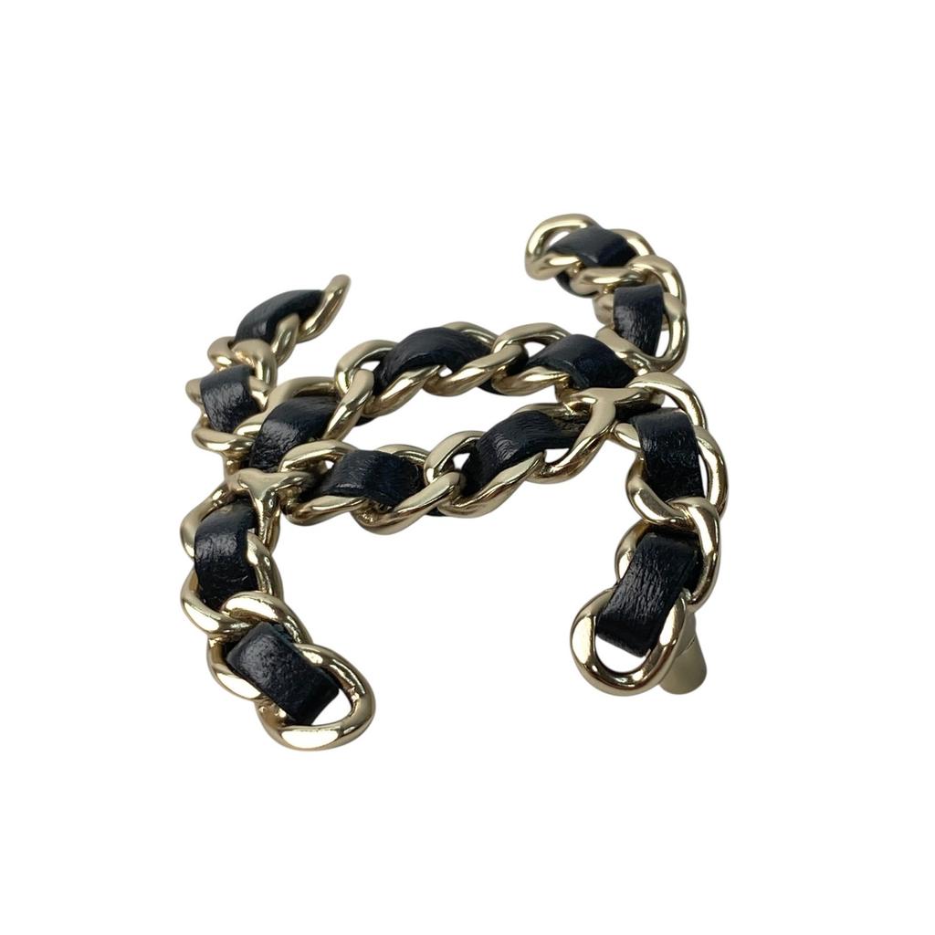 Used CHANELBrooch Black/gold Leather Women