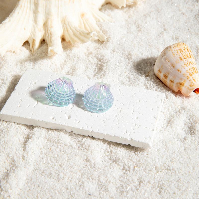 Fresh and sweet beach wind starfish shell earrings, acrylic vacation wind conch pendant earrings