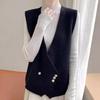 High-End Autumn Cross Placket Wool Cardigan Vest
