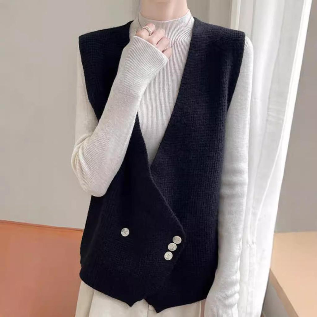 High-End Autumn Cross Placket Wool Cardigan Vest