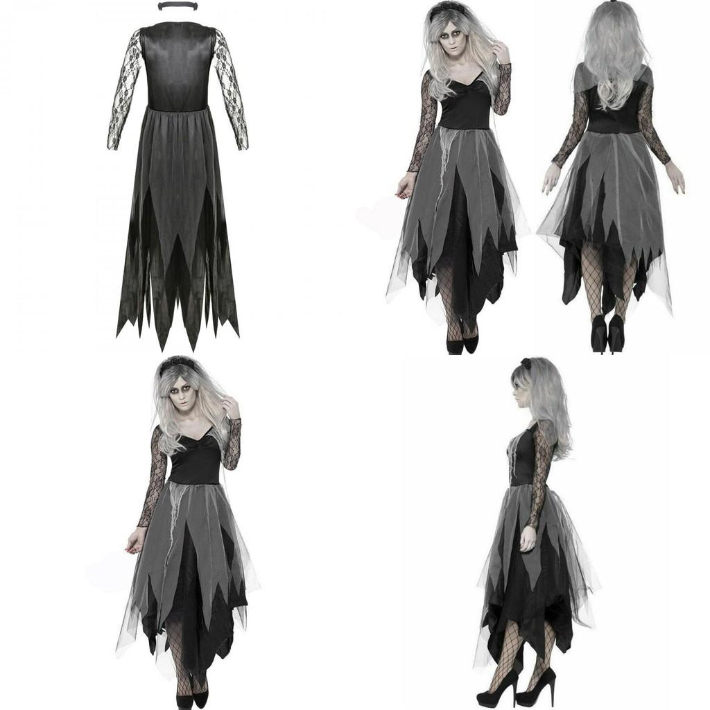 Dark Vampire Bride Halloween Costume For Women With Lace Polyester For Cosplay And Party