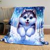 Süße Husky im Winterwunderland Aufdruck Decke weich und gemütlich perfekt für das Wohnzimmer Bett Sofa oder ein Nickerchen,Geschenk