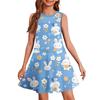 Girl Summer Dress Sleeveless Easter Printed Color Casual Dress