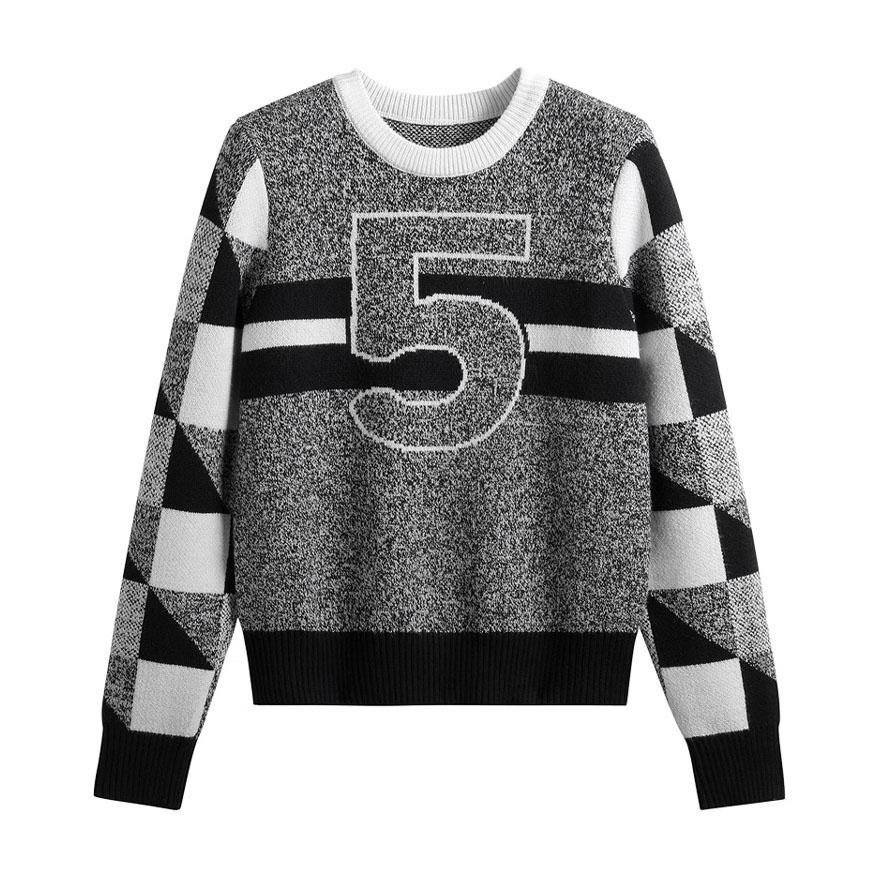 

Осень-зима вязаный свитер в стиле Харадзюку Ретро Винтаж уличная одежда пуловер серые полосатые жаккардовые женские топы C-271 One Size серый