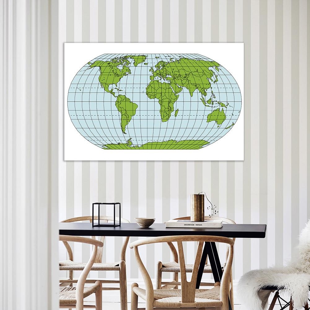 World Map Poster for Classroom Decor, Equal Area Earth Map Wall Art for Geography Education & Office Styling, Educational World Map Print
