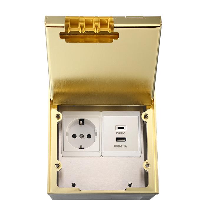 Stainless Steel Ultra-Thin Recessed UK/Saudi Power Socket with USB-C