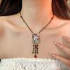 Geometric Resin Glass Flower Tassel Necklace - Retro High-End Clavicle Chain Jewelry
