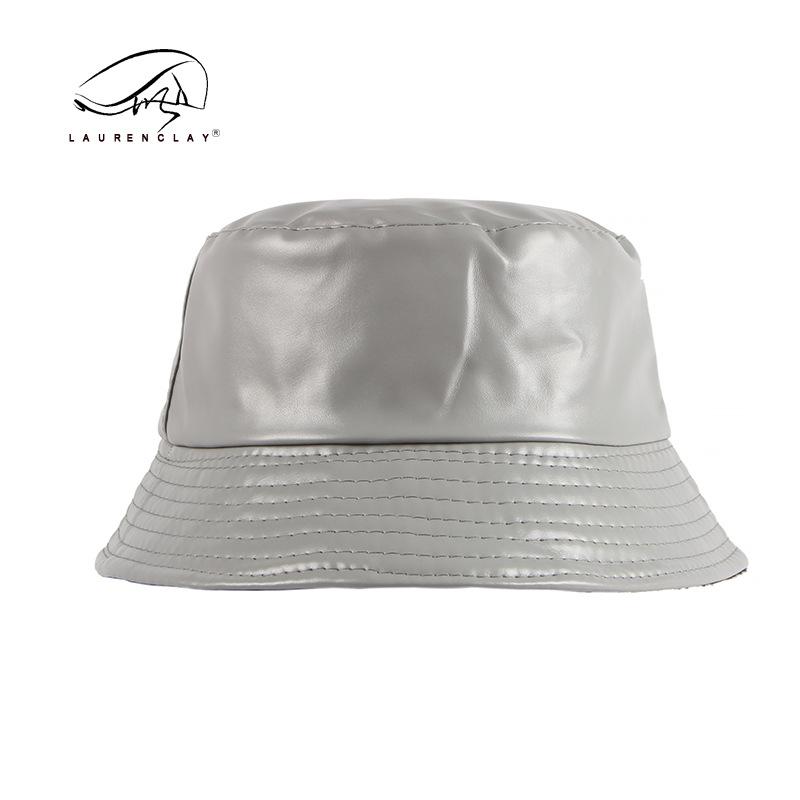 Autumn and Winter New Bucket Hat Unisex Simple Retro Versatile Solid Color Velvet Warm Pu Leather Basin Hat