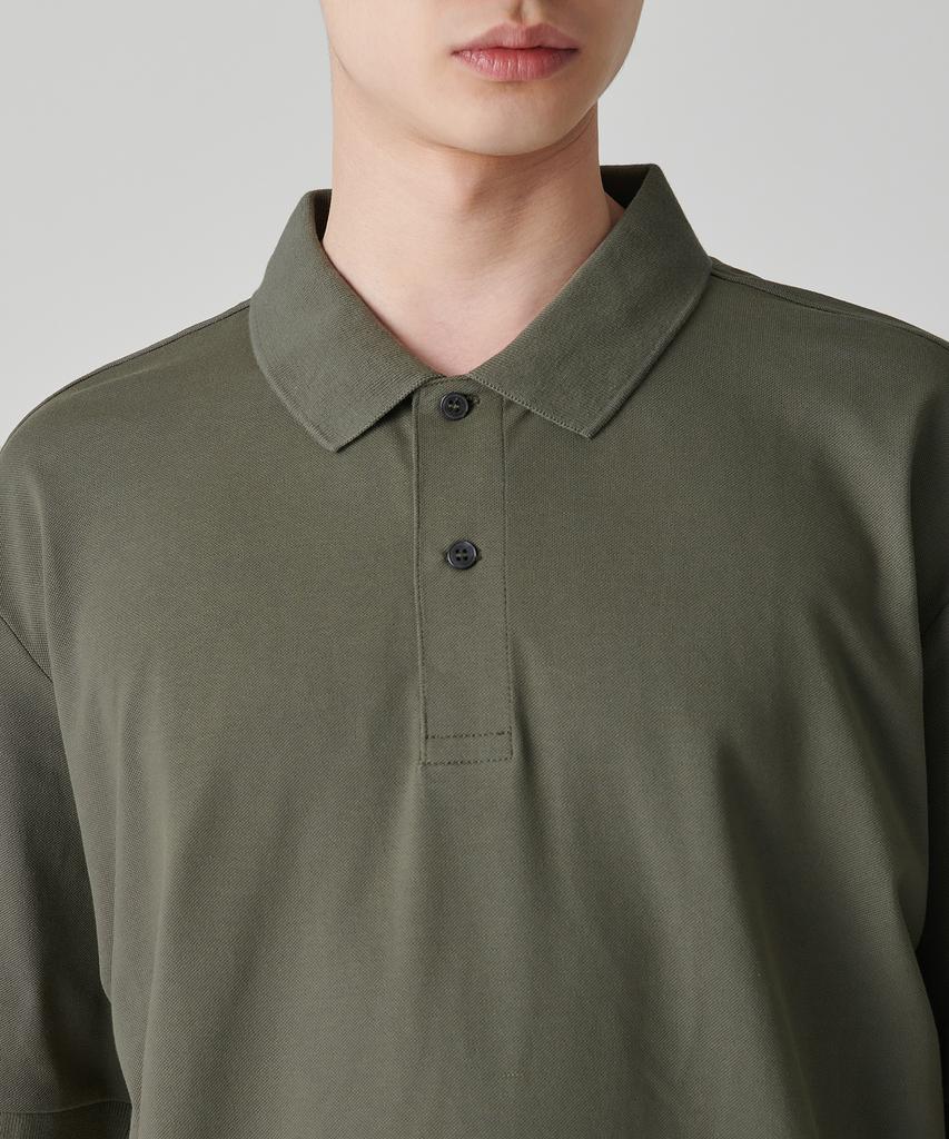 MUSINSA STANDARD [Cooltandard] Relaxed Fit Pique Polo Shirt [Khaki Gray]
