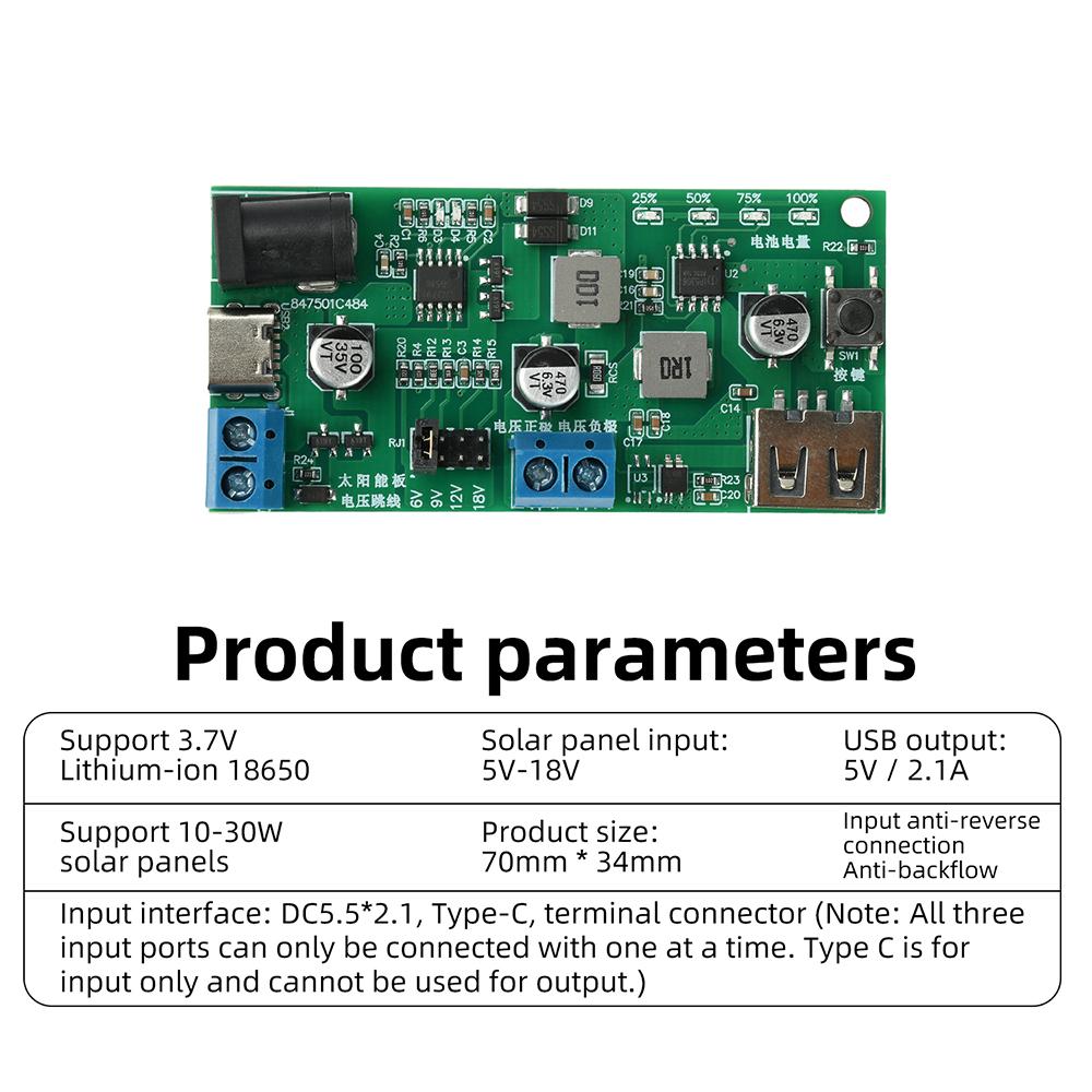 MPPT 11-11W Solar Panel Charging Controller Board 11V 18V With 1V/1.1A USB 1.7V 18611 Lithium Battery With LED Indicator Light