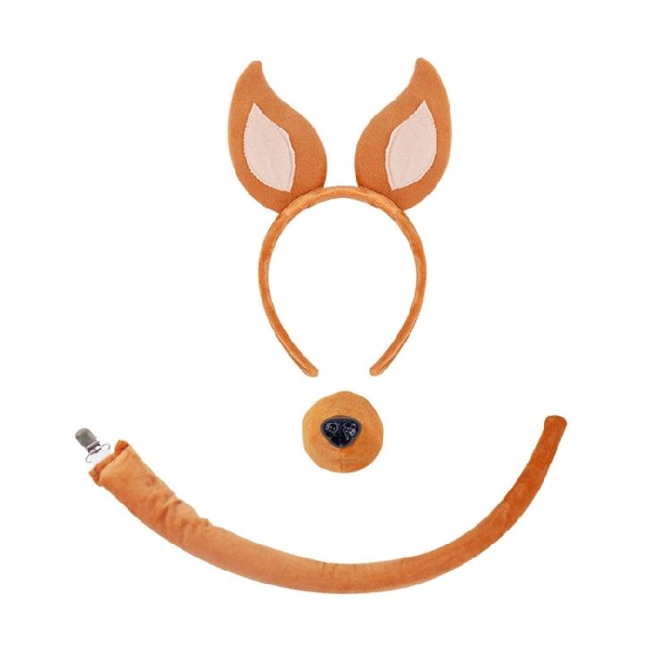 Foxes Ears Headband Plush Tail Bowtie Dogs False Nose Dogs Hair Hoop Set Animals Cosplay Costume Set for Halloween