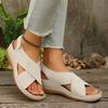 Fashion 2025 Summer Sandals Casual Hollow Vintage Solid Color Elastic Heel Strap Fish Mouth Wedge Heel Slippers Women Vacation Shoes