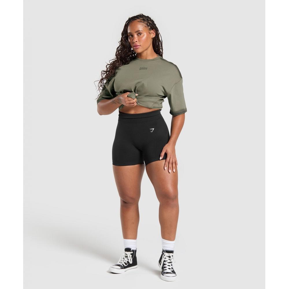 Gymshark Gains Washed HeavyweighT CoTTon T shirT Base Green sTrengTh Green B3c2p Ec3x