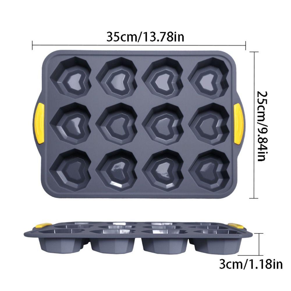 12-Cavity Silicone Cake Mold Non-stick Pudding Jelly Mold Flexible Chocolate Mold  Valentine Gift