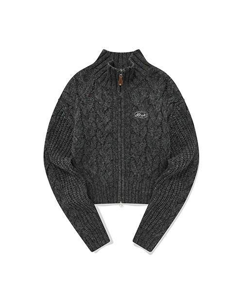 Kirsh Uni Logo Wappen Cable Collar Knit Zip-Up [Charcoal] Charcoal/4